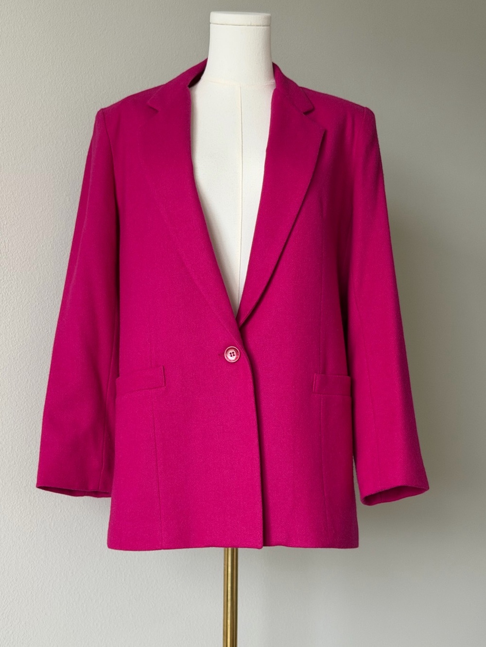VTG DUMAS 100% Pure Wool Fuchsia Magenta  Blazer Made in USA - 8
